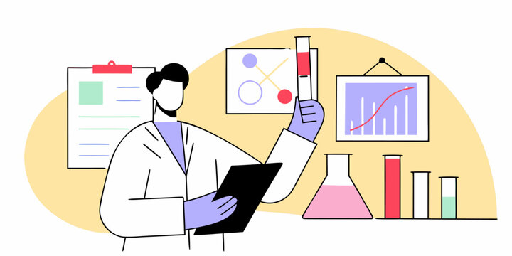 Visionary Medical Researcher Analyzing Clinical Data: Charting Success in Pharmaceutical Research Through Expert Analysis and Data-Driven Insights - Powered by Adobe