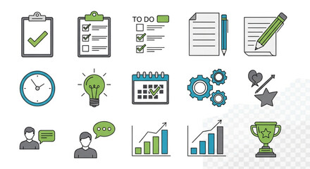Business and management icons set of vector icons related to business, management, finance, marketing and strategy