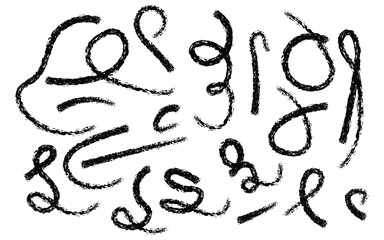 Abstract black ink scribbles and swirls on white background