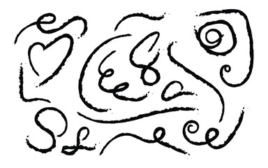 Abstract black ink doodles and scribbles on white background