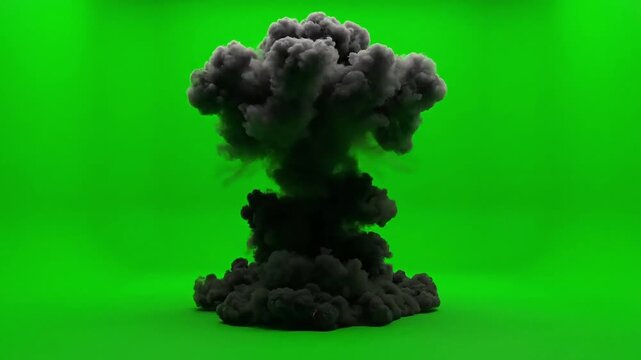 Dramatic fiery explosion erupts with intense heat and smoke, perfect for action sequences and special effects