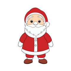 Cute cartoon Santa Claus with a beard and red hat.