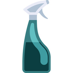 Blue Spray Bottle With Transparent Background And Teal Liquid Inside For Cleaning And Hygiene Purposes