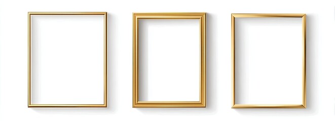 Gold picture frames against white background