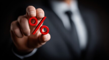 Entrepreneur with a percent symbol