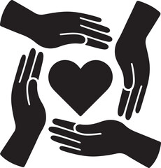 Obraz premium Hands Circle Heart Love Support Care Teamwork Togetherness Solidarity Symbol Sign Icon Illustration