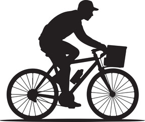 Fototapeta premium Person Riding Bicycle Icon Silhouette Showcasing Healthy Lifestyle and Active Transportation