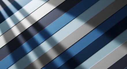 Obraz premium Abstract diagonal stripes of blue grays and white with subtle lighting and shadow effects