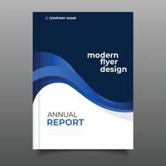 business modern annual report cover template flyer blue wavy gradient design