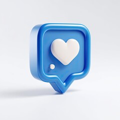 Blue speech bubble icon with a white heart