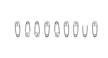 Obraz premium Collection of hand drawn safety pins in a row