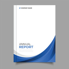 modern blue annual report cover template flyer wavy design decoration