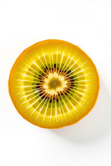 A Kiwi Cut In Half On A White Background