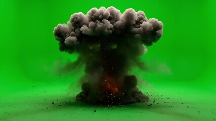 Dynamic explosive device with red sticks and black tape on vibrant green background, action packed concept