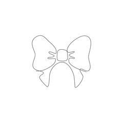 Continuous line drawing of bow tie on transparent background.