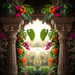 Ornate architectural details with floral decorations