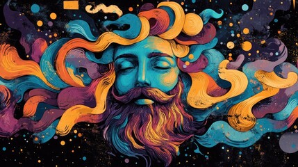 Obraz premium Abstract digital art of a man in cosmic space. Possible use Print, poster, social media background