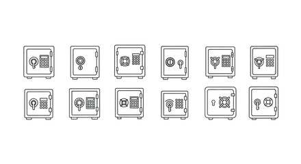 Collection of hand drawn safes with different security features