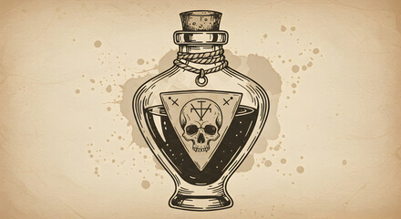 Potion bottle illustration with skull symbol