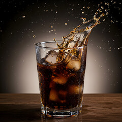 Refreshing beverage splash in glass