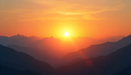 golden sunrise over mountains with empty sky space for motivational slides