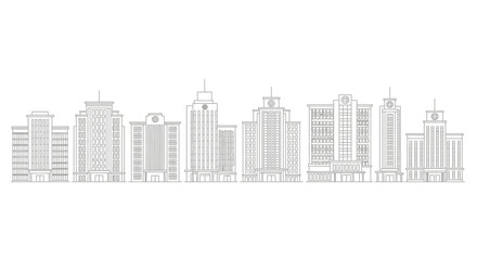 Obraz premium Modern city skyline sketch with tall buildings and architectural details