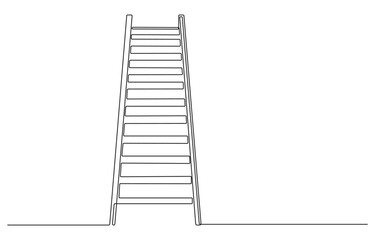 single line art ladder vector illustration.Abstract ladder, stepladder, continuous single line art drawing,Ladder, step-ladder, structure for climbing up. Continuous line drawing. 