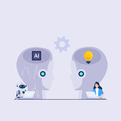 Digital brain human  ,Businesswoman work AI artificial intelligence with computer laptop on AI artificial intelligence chip.AI prompt engineer or robot assistance concept