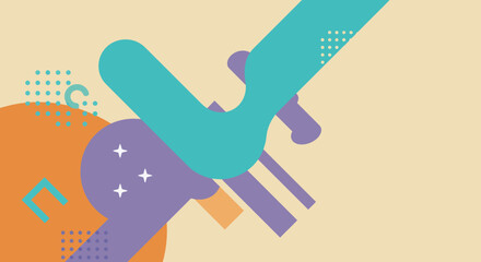 Abstract Geometric Composition with Rounded Shapes and Pastel Colors