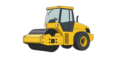 Construction Road Roller Compactor PNG Illustration