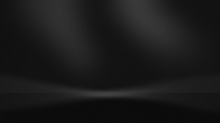 Black background Empty room with grainy plaster background texture wall and floor, premium design and background - mock up commercial display empty space. Room and spotlight