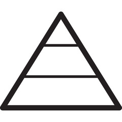 Bold Line Pyramid Diagram With Three Horizontal Segments On Transparent Background