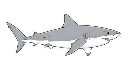 Fototapeta premium Cartoon style grey shark with white underbelly and sharp teeth