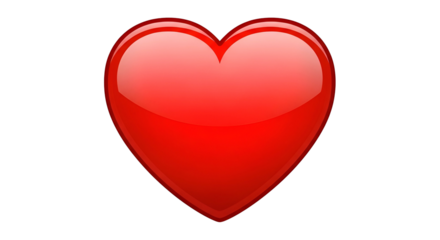 Glossy, red heart symbol floating against a stark black background