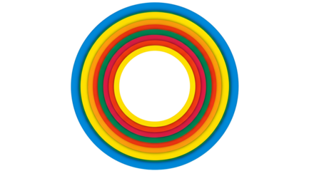 Concentric colorful circles against a stark black background