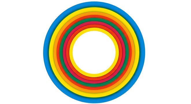 Concentric colorful circles against a stark black background - Powered by Adobe