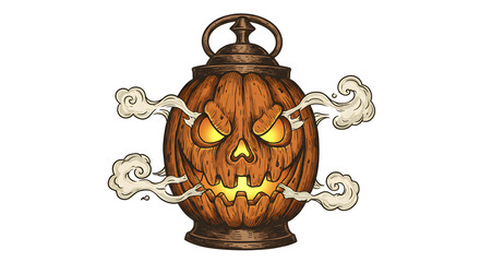 Spooky pumpkin lantern illustration