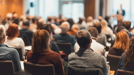 Business professionals attending a seminar with an instructor during a training session