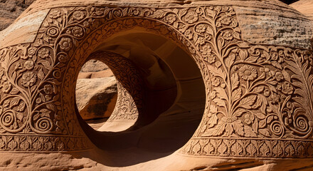 Stone archway with floral carvings