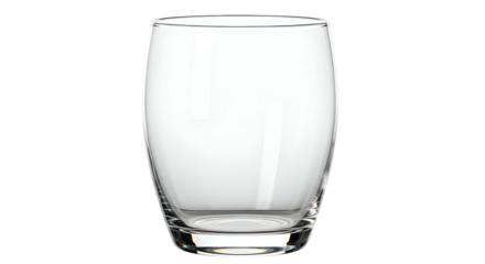 Transparent, slightly bulbous glass, oval shape, on dark background