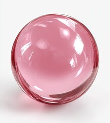 Pink glass sphere against white background