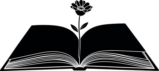 Open book with blooming flower symbolizing knowledge growth and learning and education vector