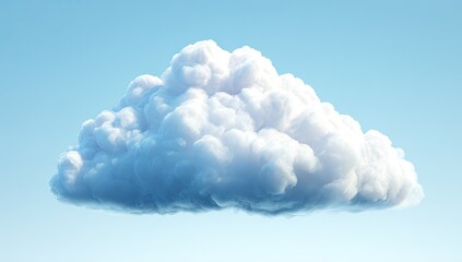 A fluffy cumulus cloud against a pale blue sky