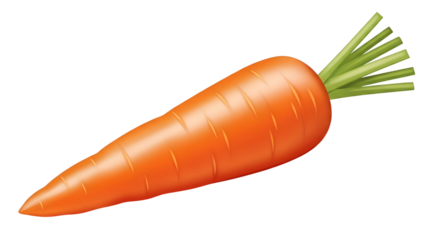 Orange, gradient carrot with green leafy top on black background