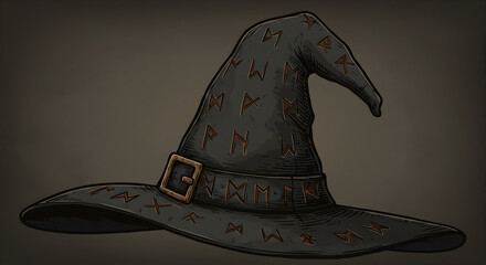 Wizard hat illustration with runes