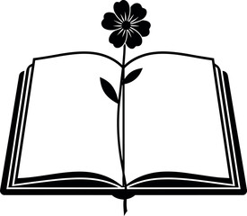 Open book with flower growing from pages symbolizing knowledge growth learning education nature vector