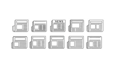Collection of newspaper isolated on white background for news and information