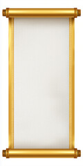 The golden scroll stands alone on the white background