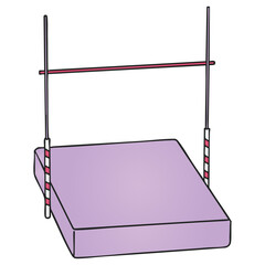 High Jump Mat and Bar Violet Vector Illustration Track Field Doodle