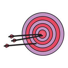 Archery Target Arrows Violet Vector Illustration Isolated Sport Doodle